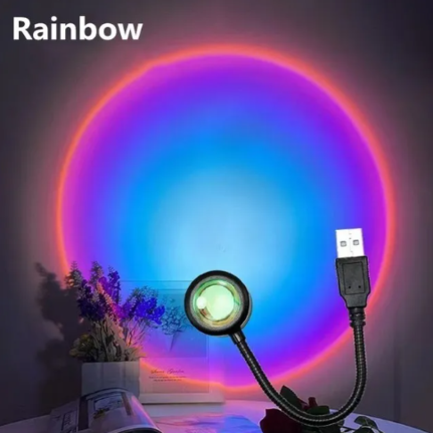 USB Rainbow Neon LED Solar Lamp Night Projector 