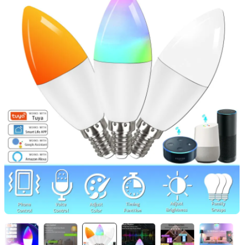 TUYA-E14 9W Wi-Fi Smart Light Bulb